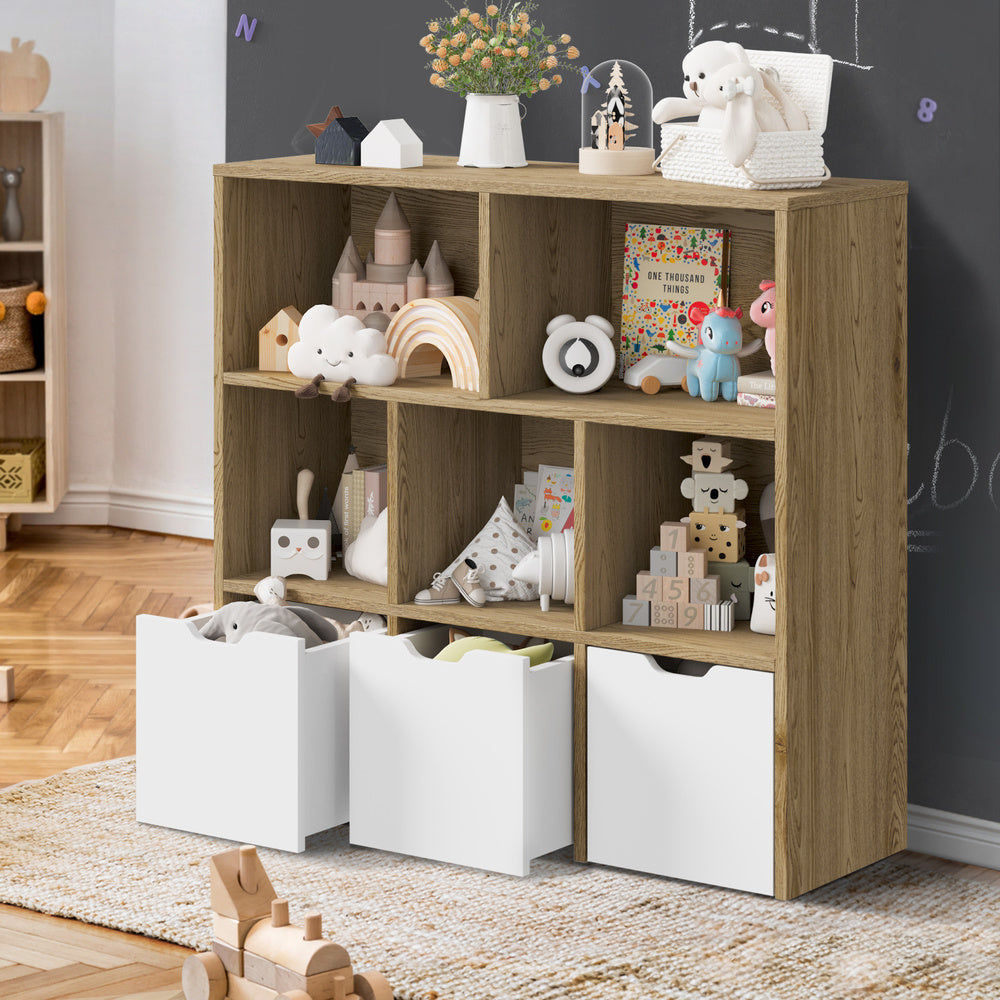 Kids Storage Organiser Cabinet With Removable Box Natural