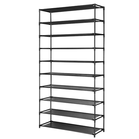 Shoe Rack Cabinet Stackable 50 Pairs 10-Tier Black