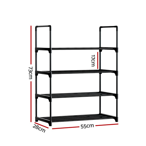 Shoe Rack Cabinet Stackable 4-tier 12 Pairs Black