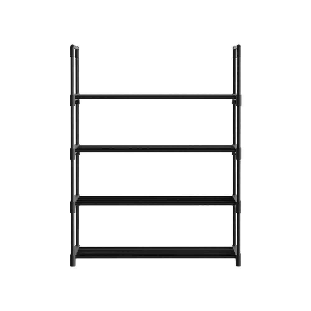 Shoe Rack Stackable Shelves 4 Tiers 55Cm Shoes Storage Stand Black