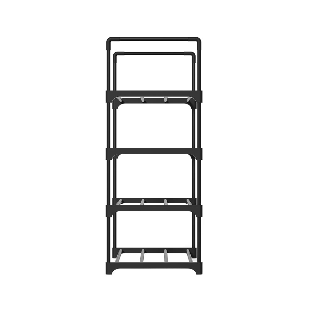 Shoe Rack Cabinet Stackable 4-tier 12 Pairs Black