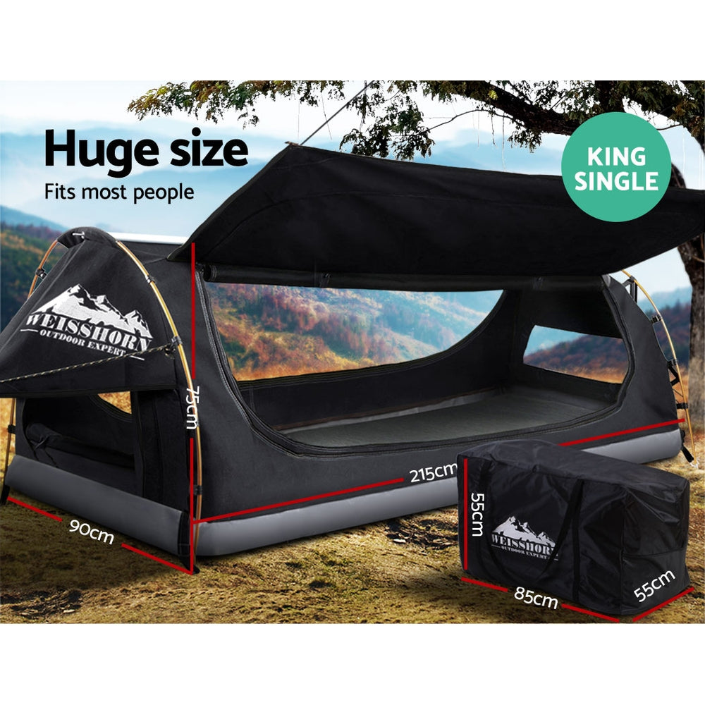 King Single Camping Swag Dome Tent Free Standing Grey