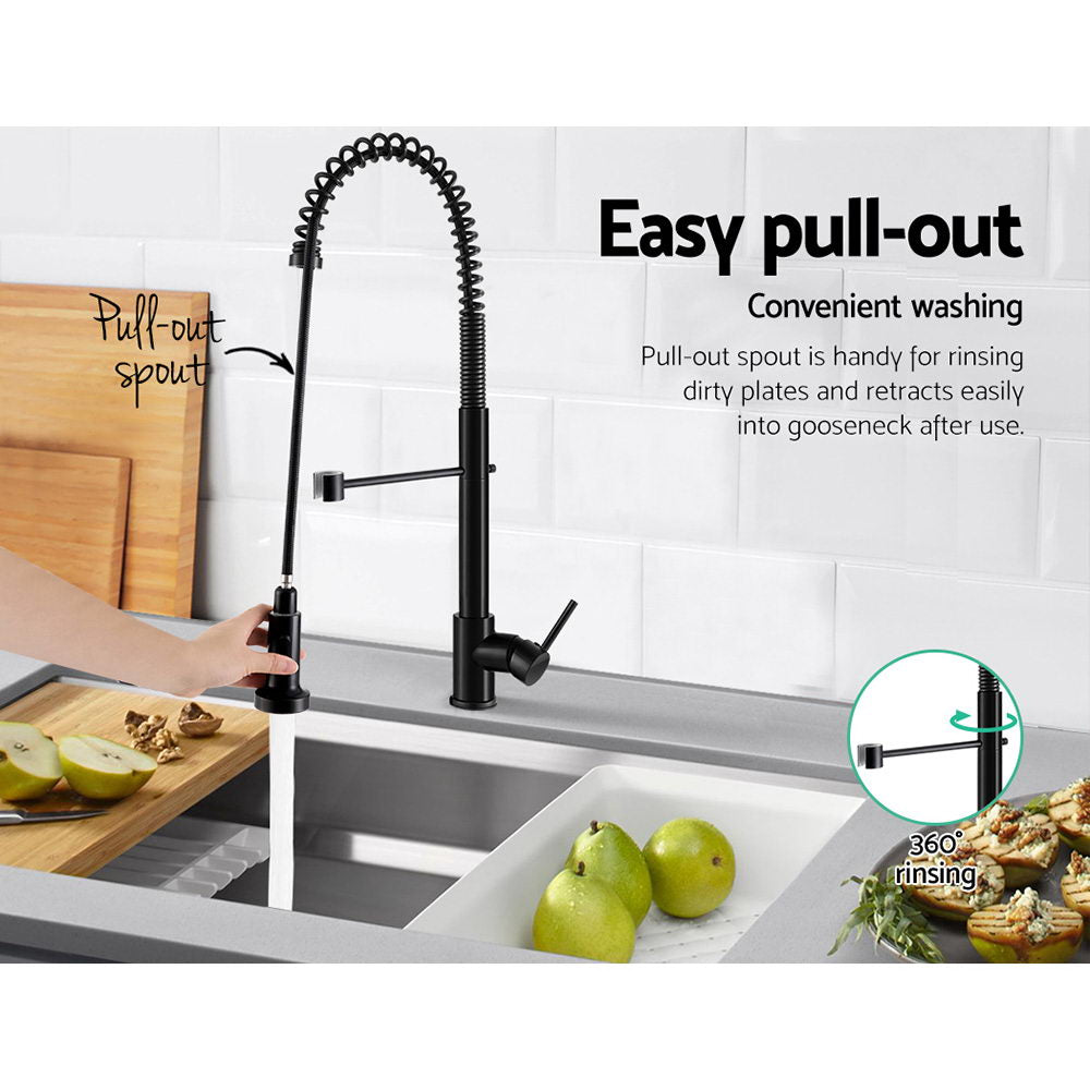 Kitchen Mixer Tap Pull Down 2 Modes Sink Faucet Basin Laundry Black