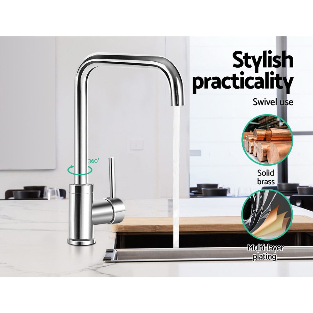 Kitchen Mixer Tap Mixer Rectangle Sink Faucet Basin Laundry Chrome