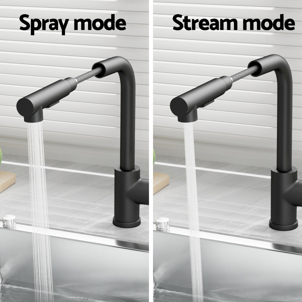 Modern Black Kitchen Mixer Tap - Pull-Out Swivel