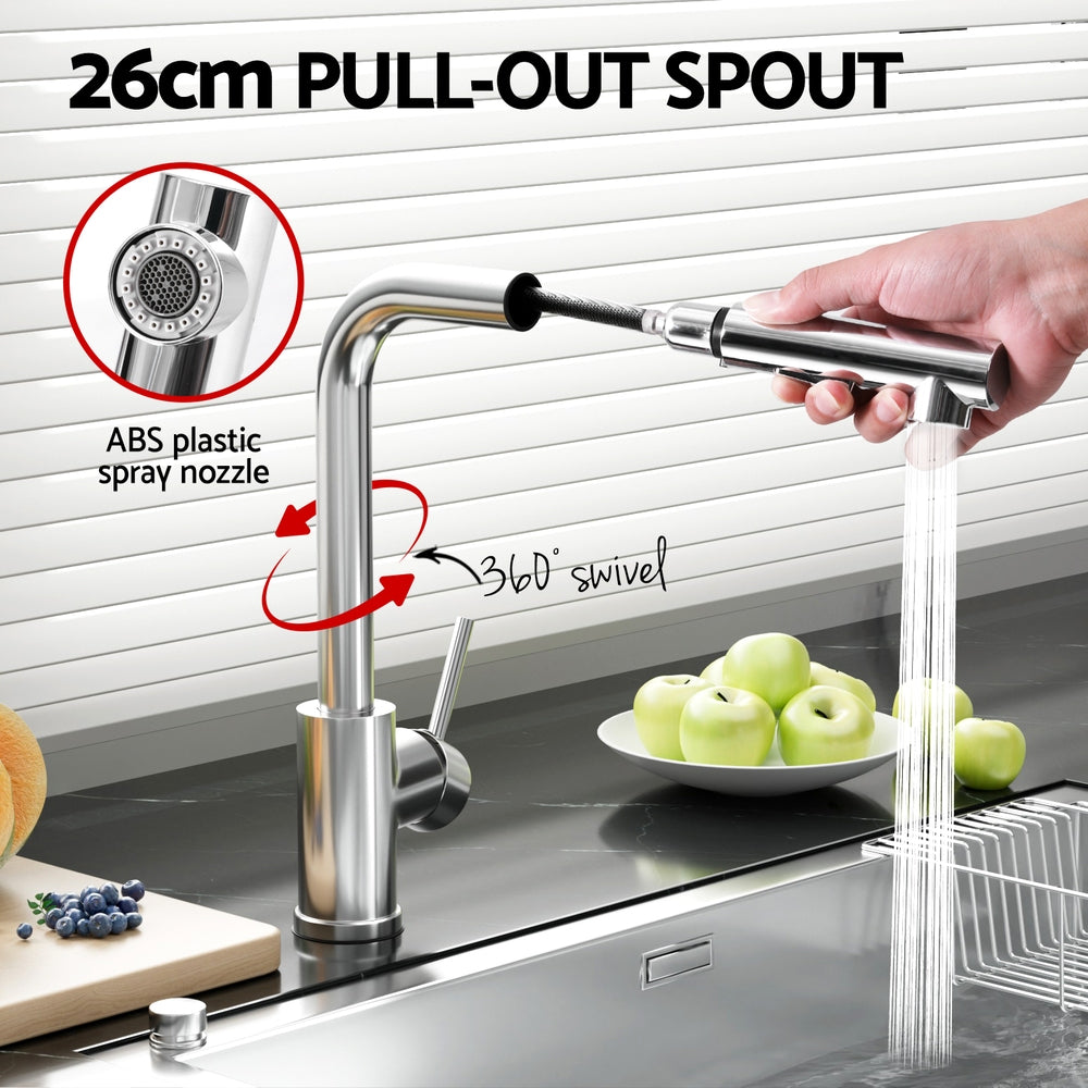 Pull Out Kitchen Mixer Tap - Swivel Rectangle/Round