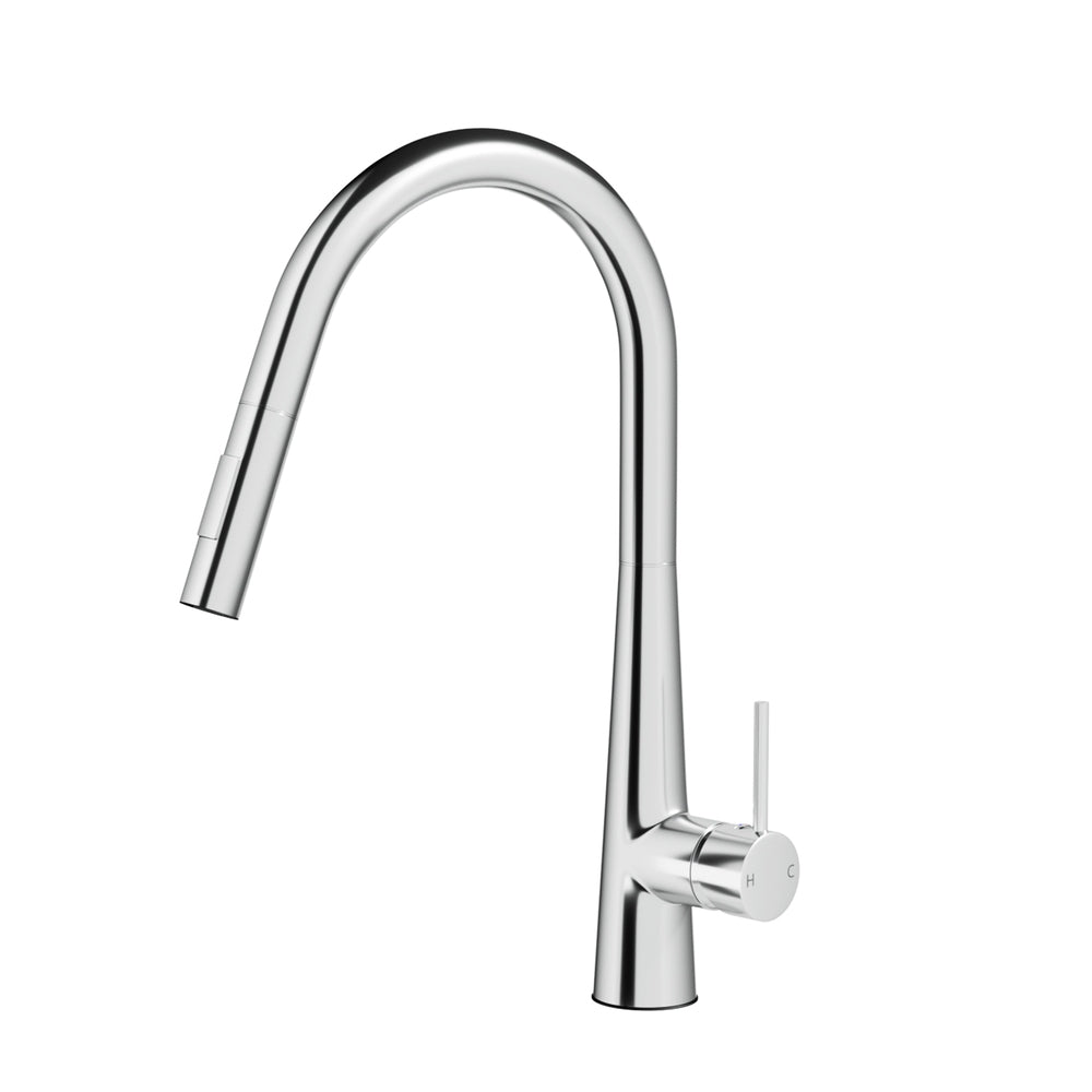 Pull Out Kitchen Mixer Tap - Swivel Round Chrome