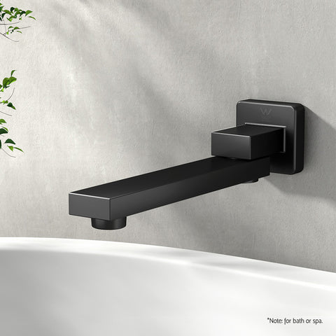 Wall Mounted Swivel Bath Spout: Sleek Black Water Outlet for Bathroom Tub