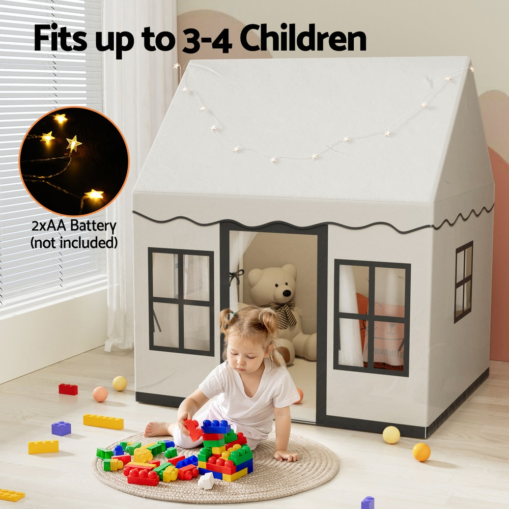 Kids Play Tent Castle - w/String Lights & Floor Mat