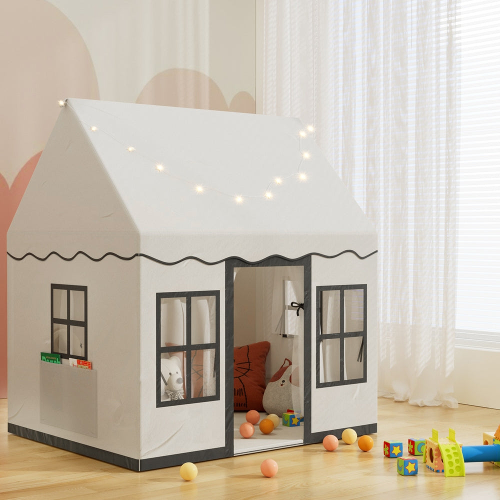 Kids Play Tent Castle - w/String Lights & Floor Mat