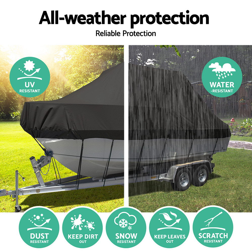 Boat Cover 19-21Ft Trailerable Jumbo Marine Grade Heavy Duty Black