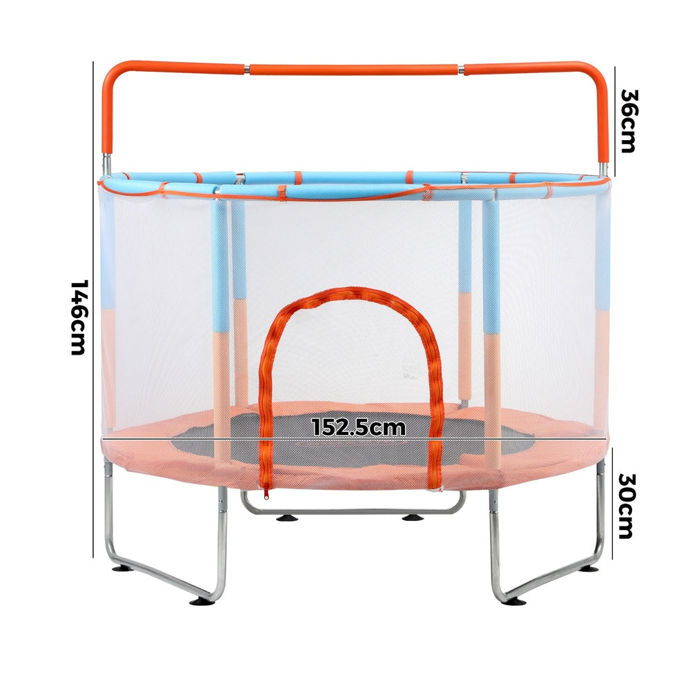 60 Inch Kids Trampoline Enclosure Safety Net Horizontal Bar