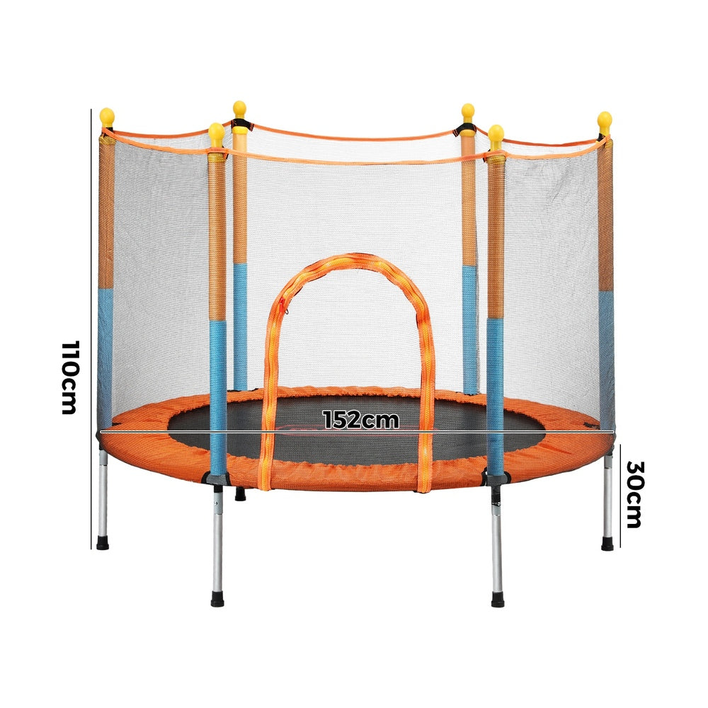 60 Inch Kids Trampoline Enclosure Safety Net Horizontal Bar