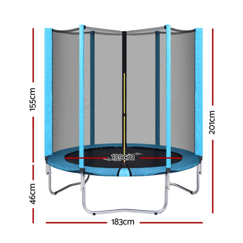 Trampoline 6FT Kids Trampolines Safety Net Pad Round Blue