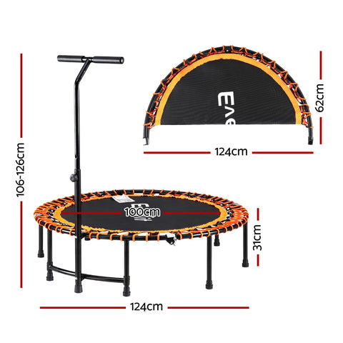 48-Inch Foldable Fitness Trampoline with Handrail