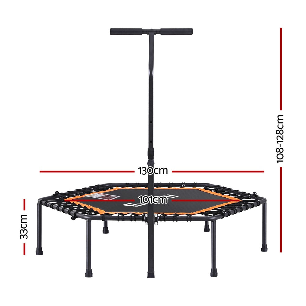 51-Inch Hexagon Trampoline with Adjustable Handrail