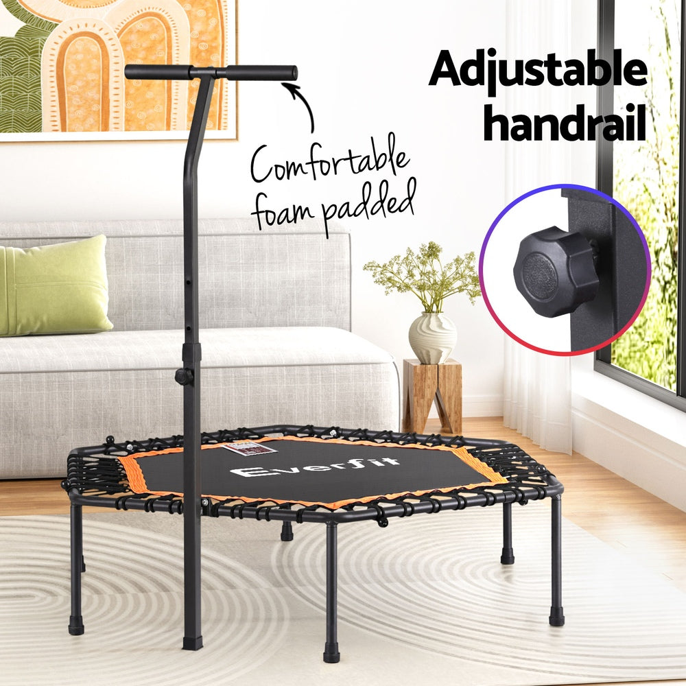 51-Inch Hexagon Trampoline with Adjustable Handrail