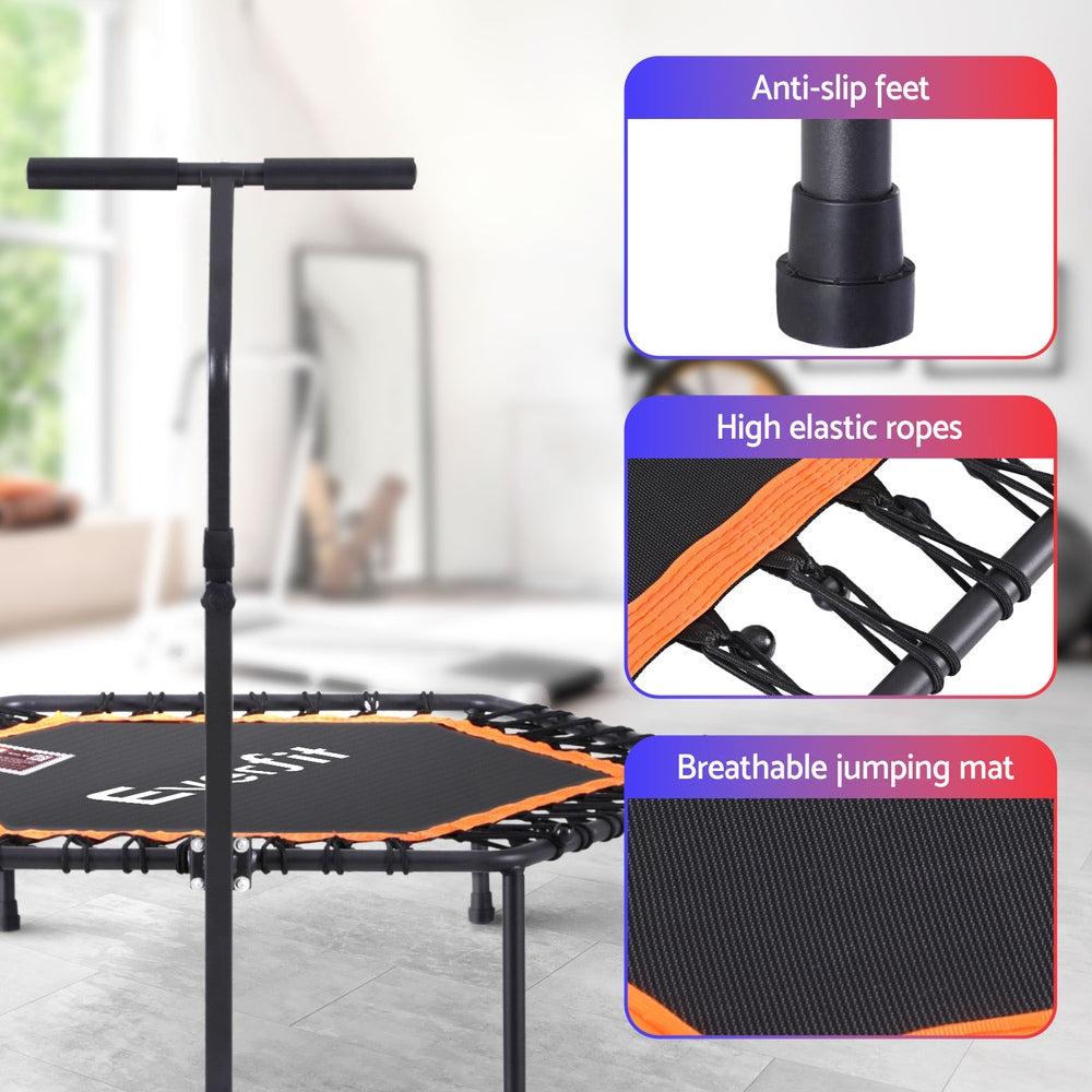 51-Inch Hexagon Trampoline with Adjustable Handrail