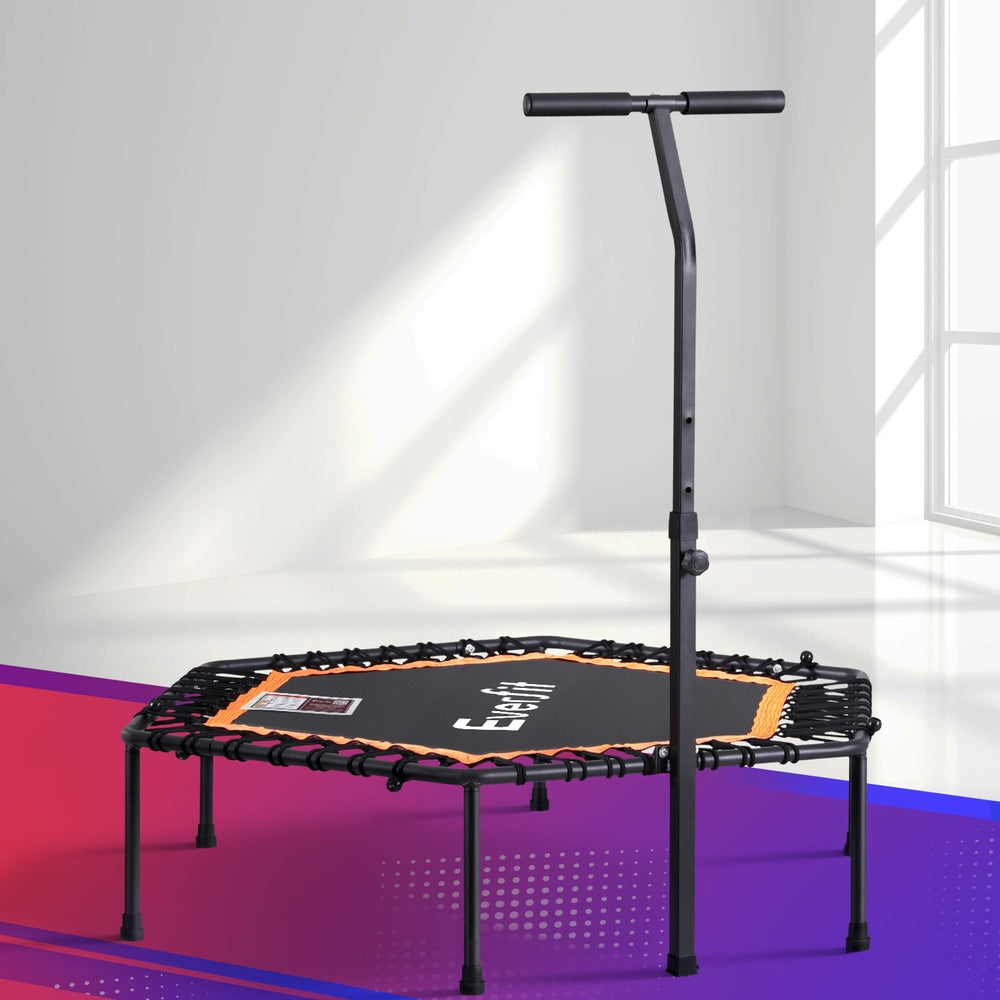 51-Inch Hexagon Trampoline with Adjustable Handrail