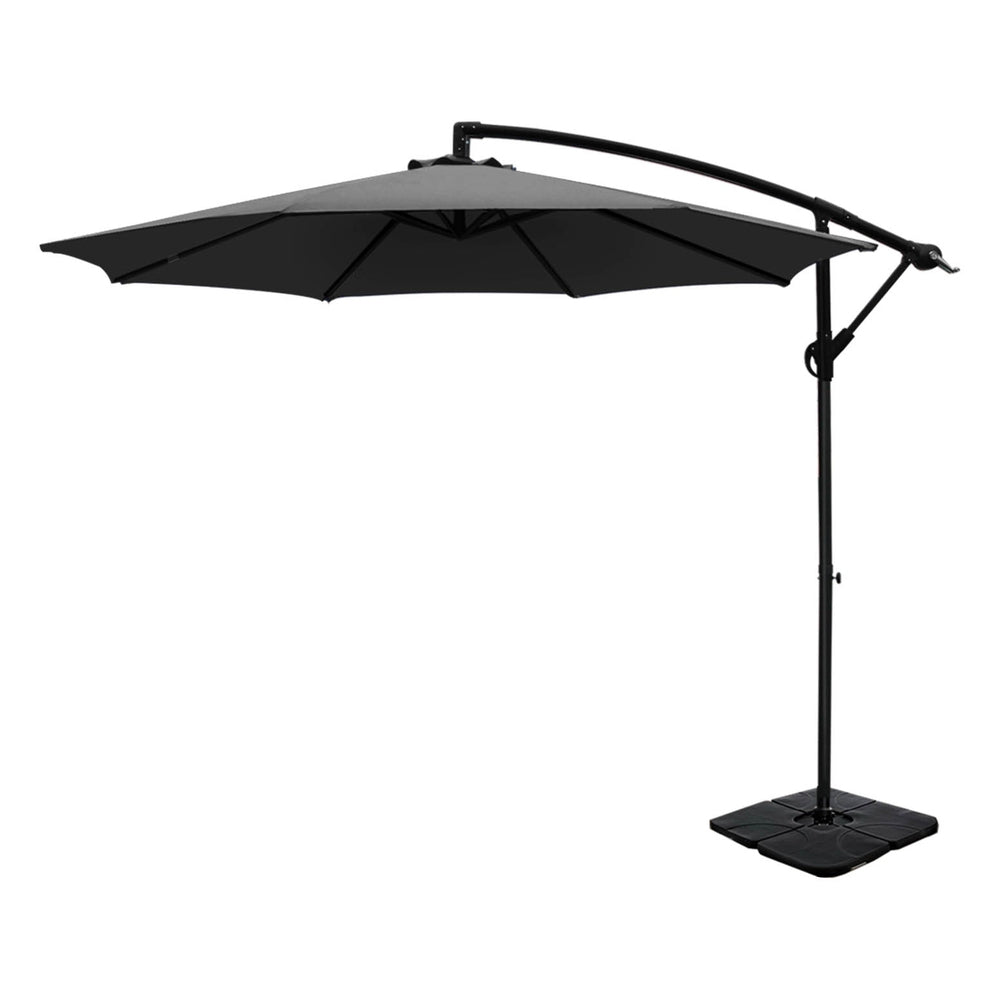 3M Outdoor Umbrella with Base - Charcoal Patio