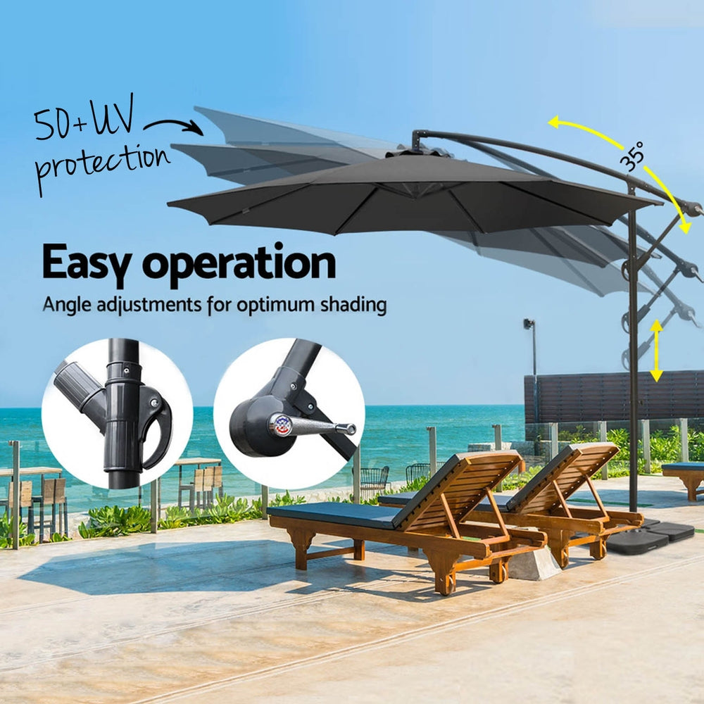 3M Outdoor Umbrella with Base - Charcoal Patio