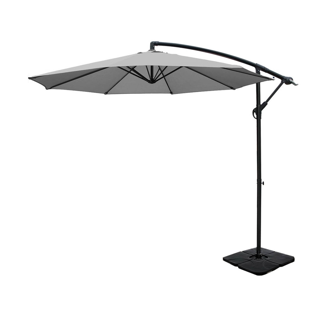 Umbrella Outdoor Umbrellas Cantilever Sun Stand Uv Garden Base Grey 3M