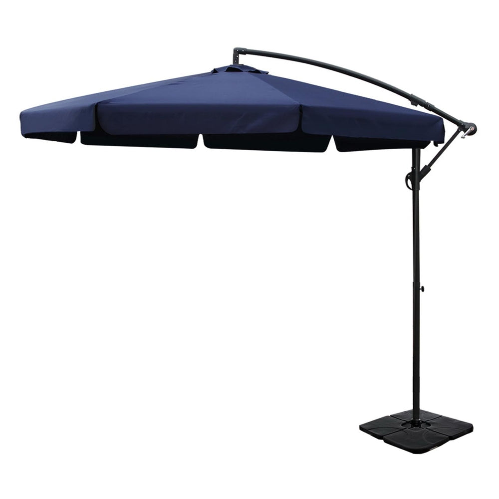 3M Outdoor Umbrella W/Base Cantilever Garden Beach Patio Navy