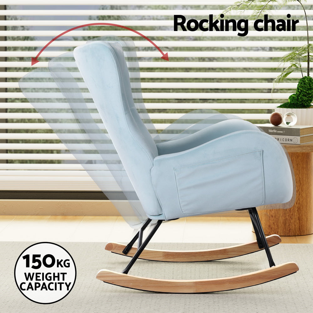 Modern Boucle Rocking Chair with Pillow - White