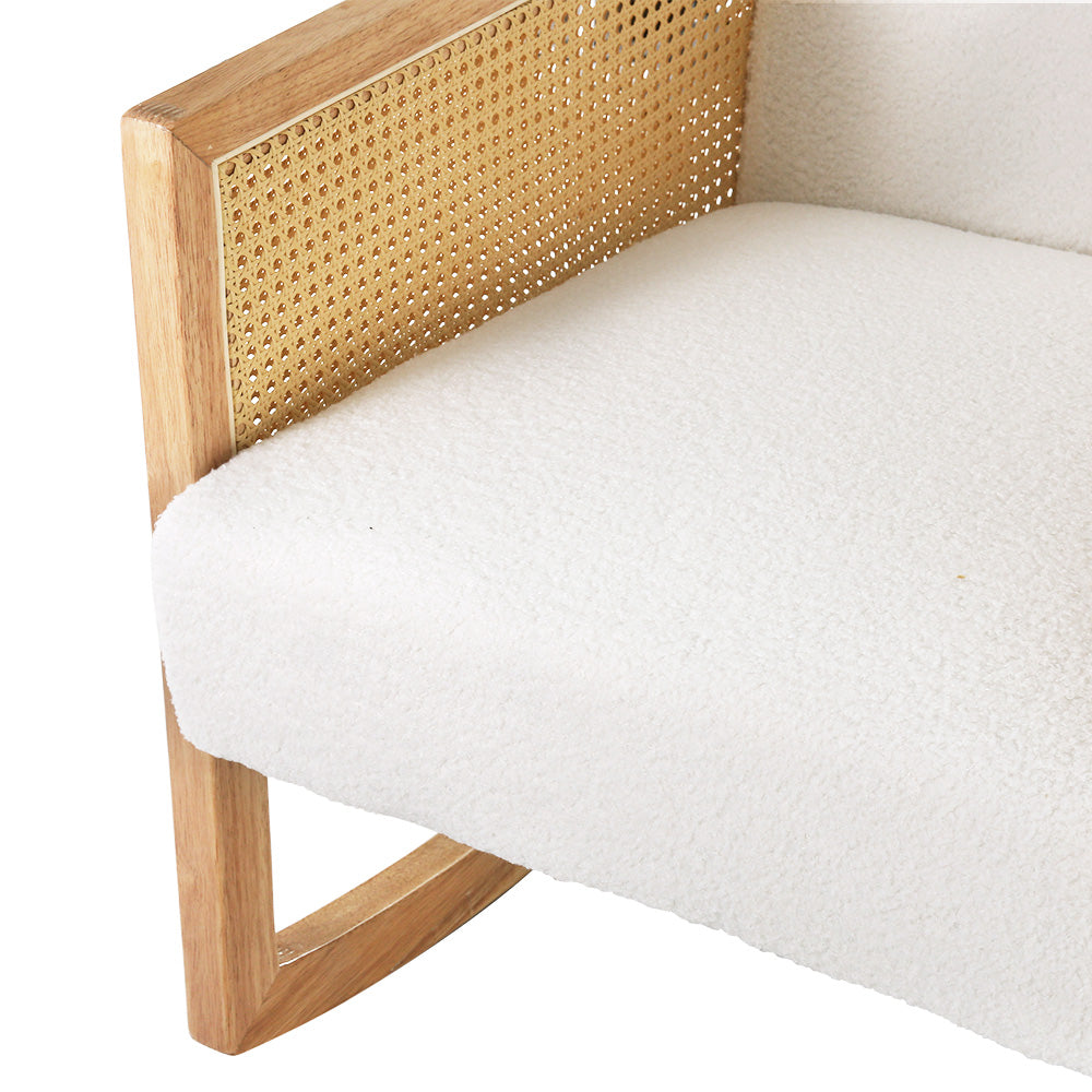 Elegant Boucle Rocking Armchair - White