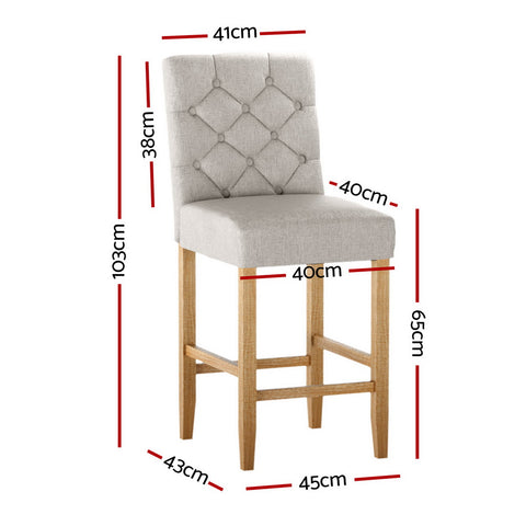 4X Bar Stools Linen Upholstered Chairs