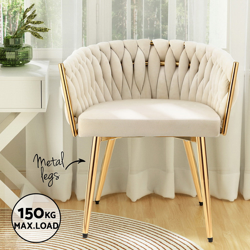 1 Dining Chair Velvet Armchair Beige