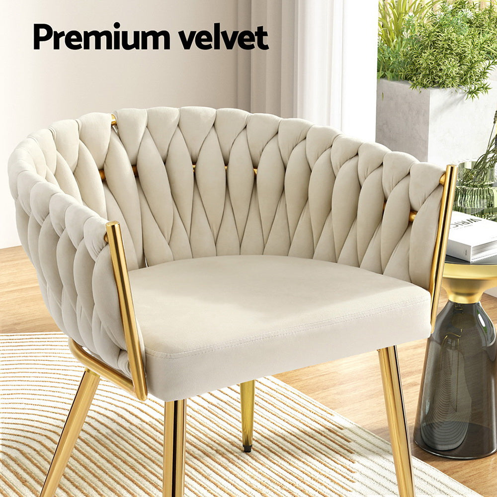 1 Dining Chair Velvet Armchair Beige