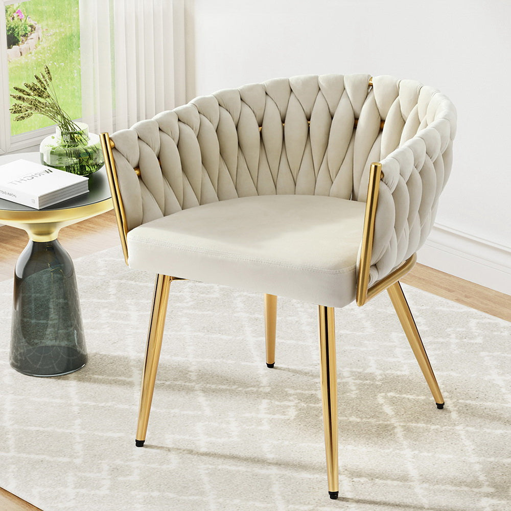 1 Dining Chair Velvet Armchair Beige