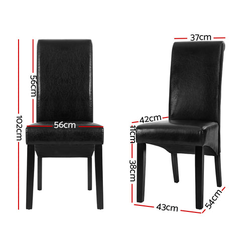 Dining Chairs Set Of 2 Leather Parsons Chair Black