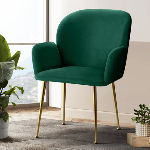 Dining Chairs Set Of 2 Velvet Armchair Green
