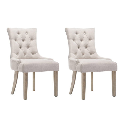 Dining Chairs Set Of 2 Linen French Provincial Beige