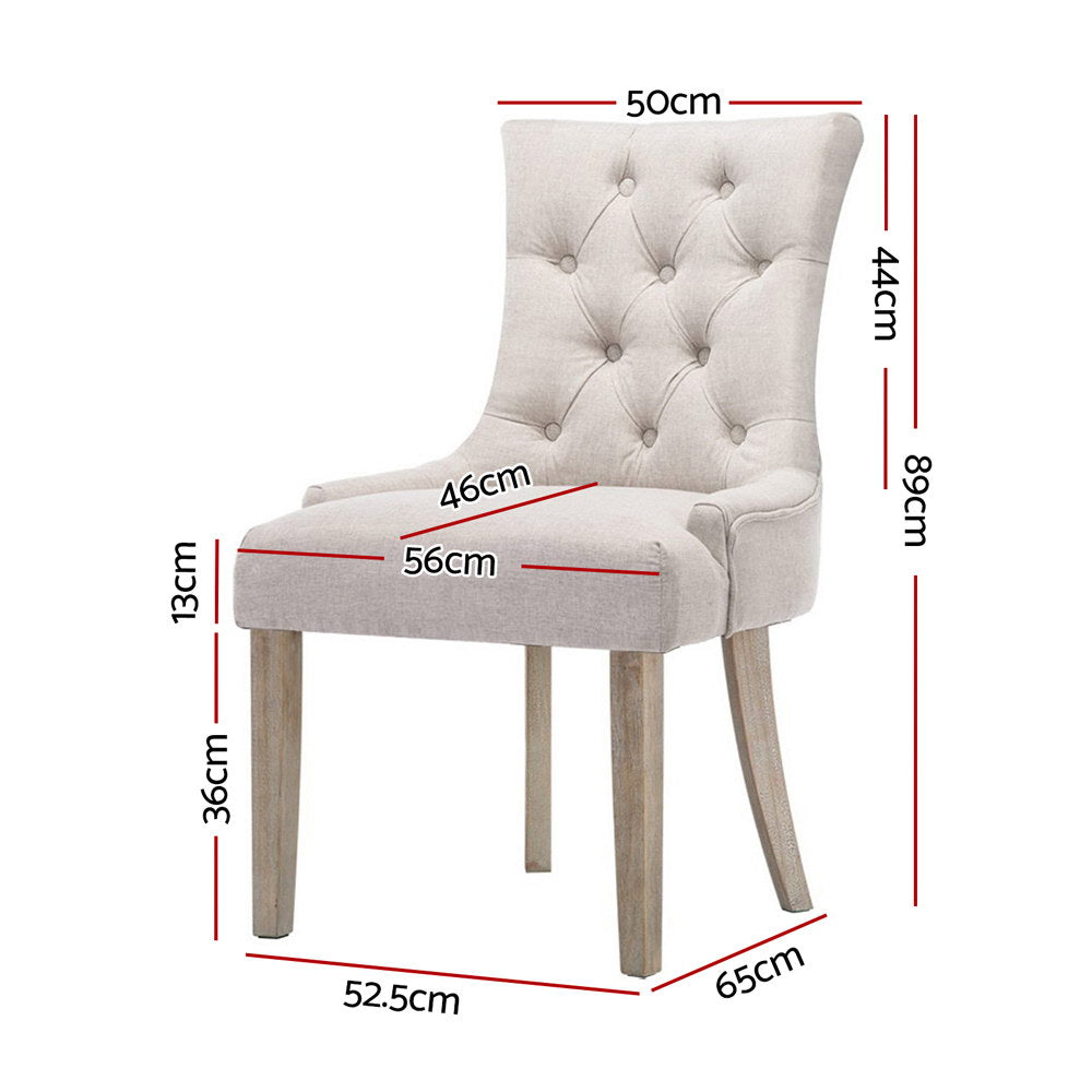 Dining Chairs Set Of 2 Linen French Provincial Beige