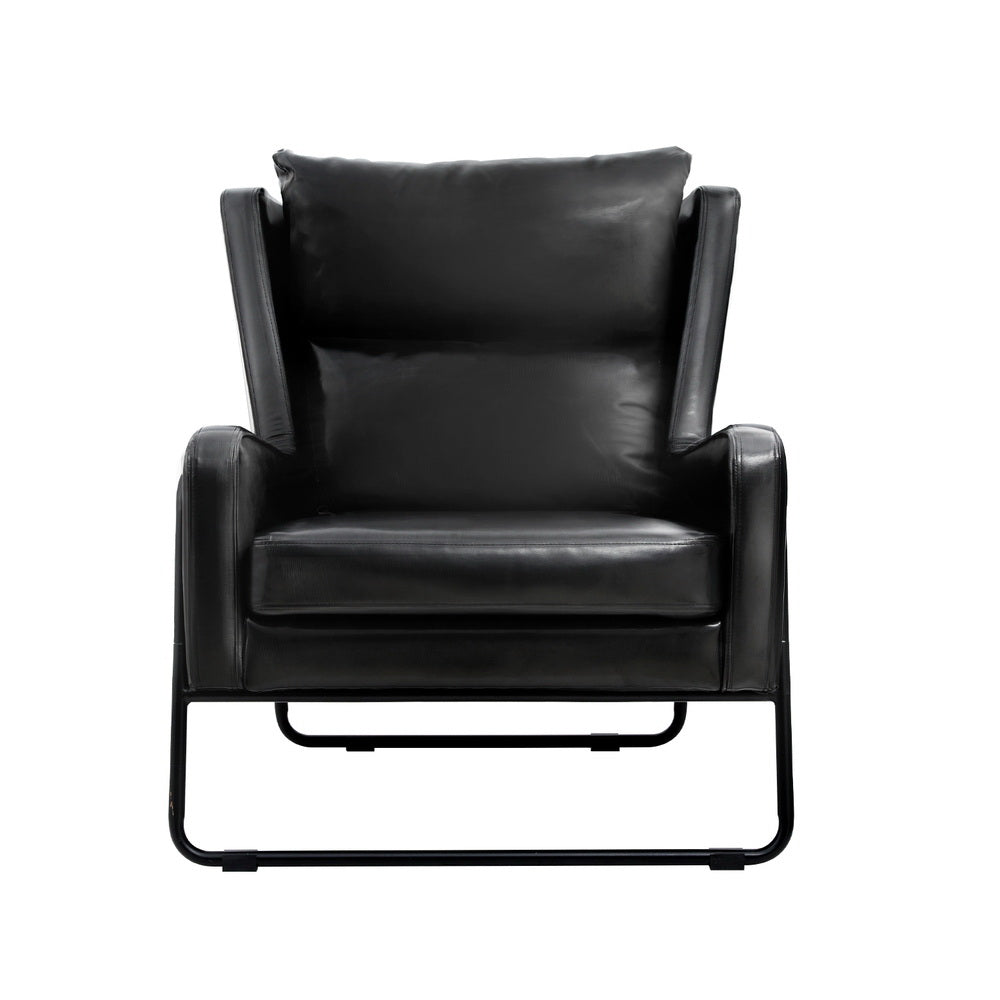 Armchair Accent Chair PU Leather Wingback Black