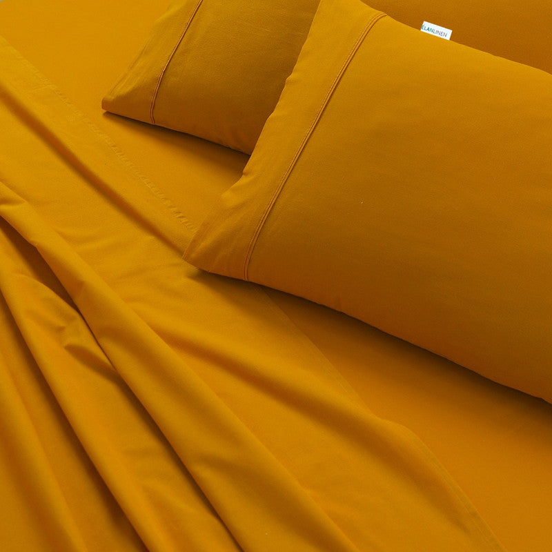 Mustard King Single Bed Sheets Set - 500Tc Egyptian Cotton