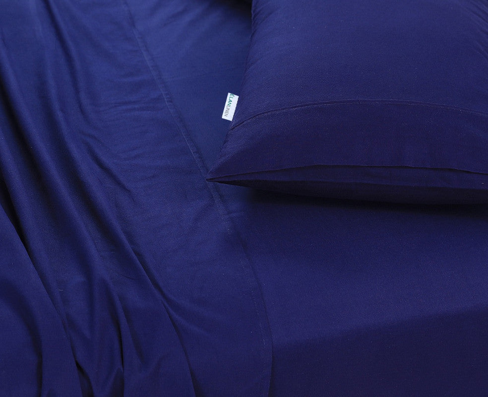 Navy Blue Mega Queen Bed Sheets Set - 500Tc Egyptian Cotton (50Cm Deep)