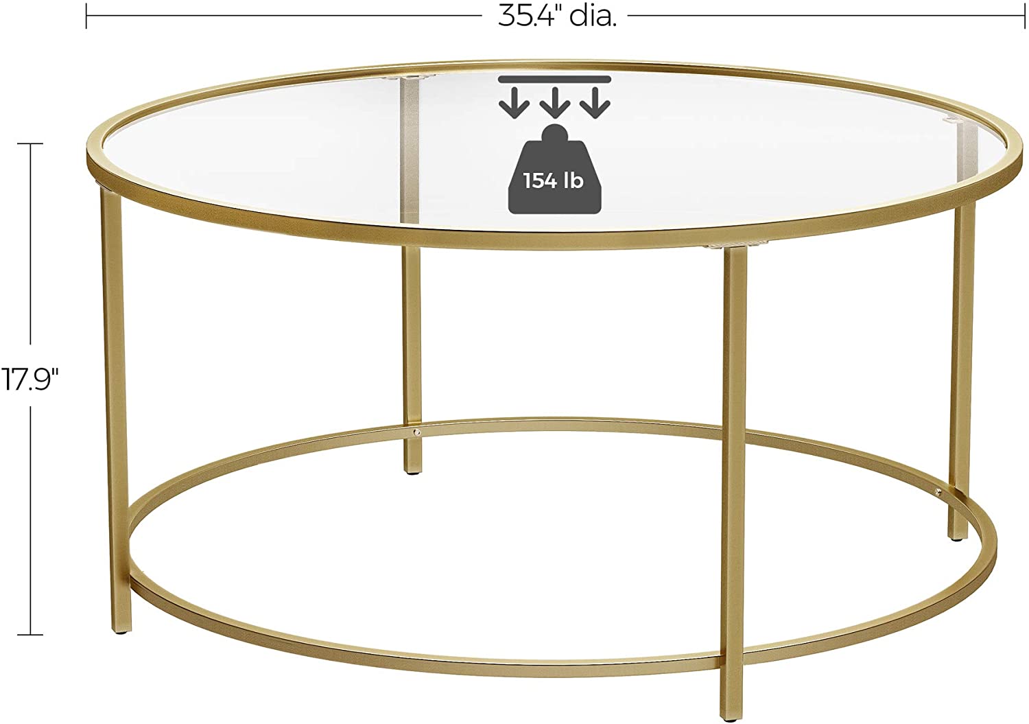 Gold Glass Table With Golden Iron Frame Stable And Robust Tempered Glass