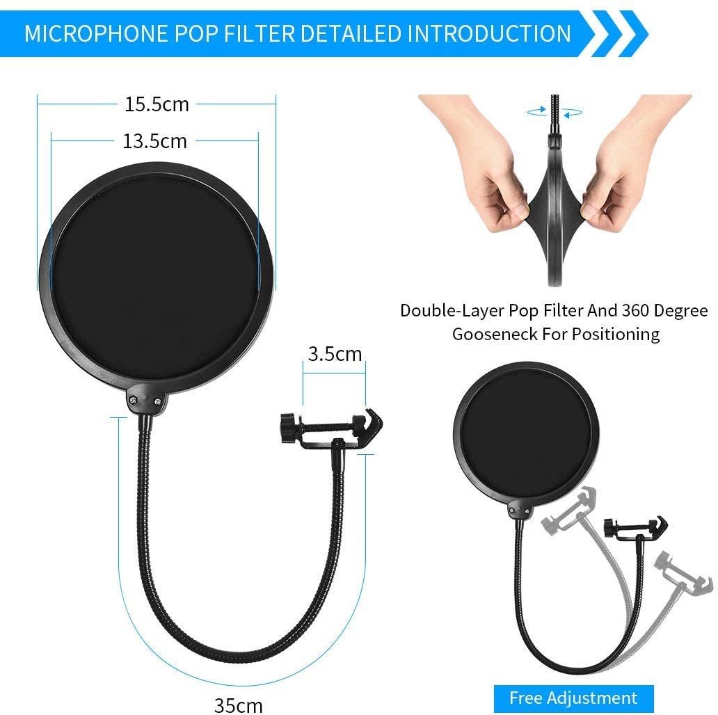 Broadcasting Microphone Stand: Screw Adapter, Windscreen Filter