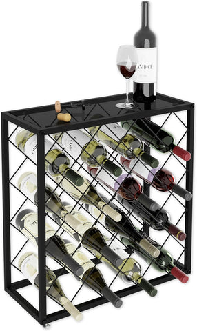 Freestanding Metal Wine Rack For 25 Bottles