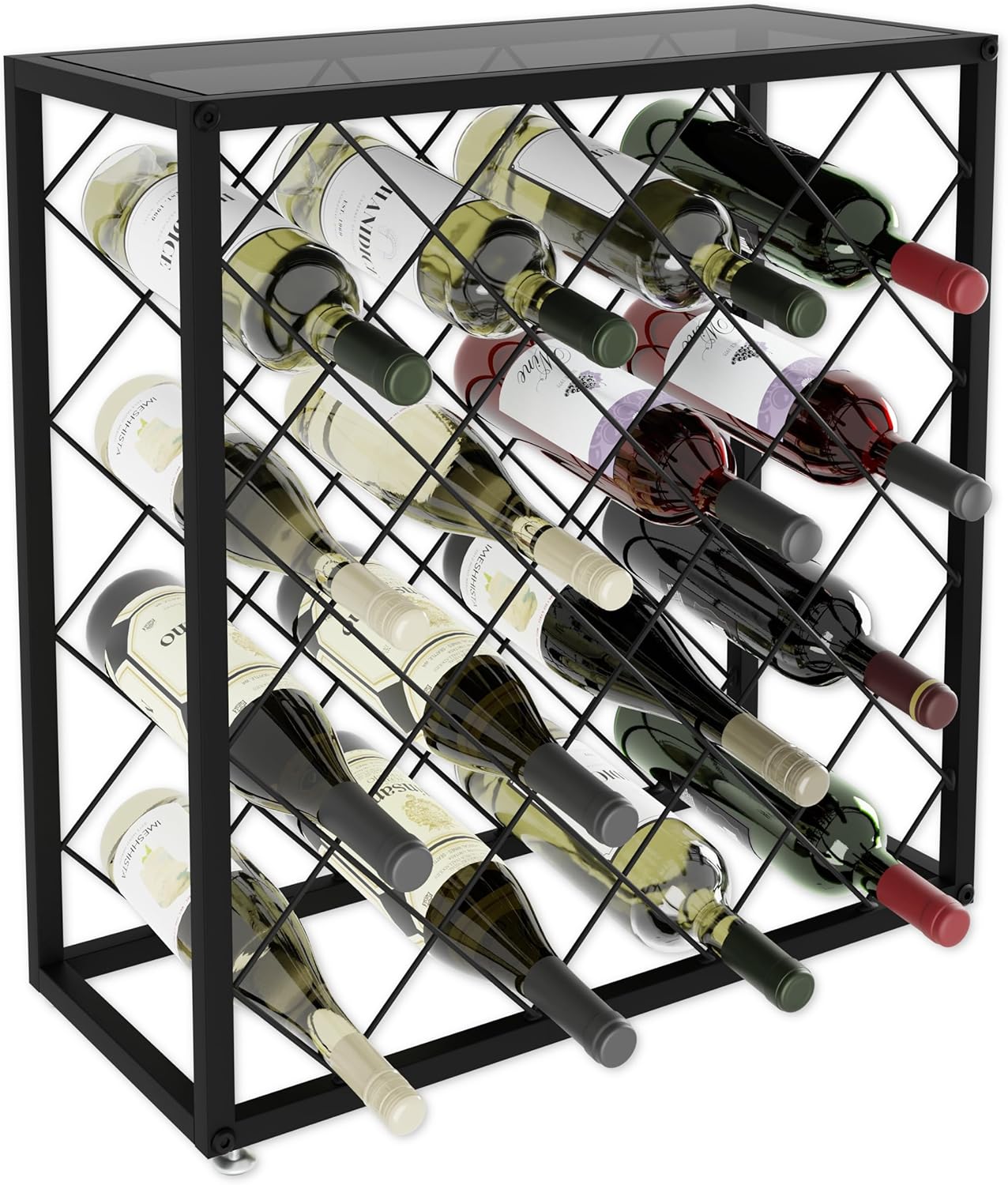 Freestanding Metal Wine Rack For 25 Bottles