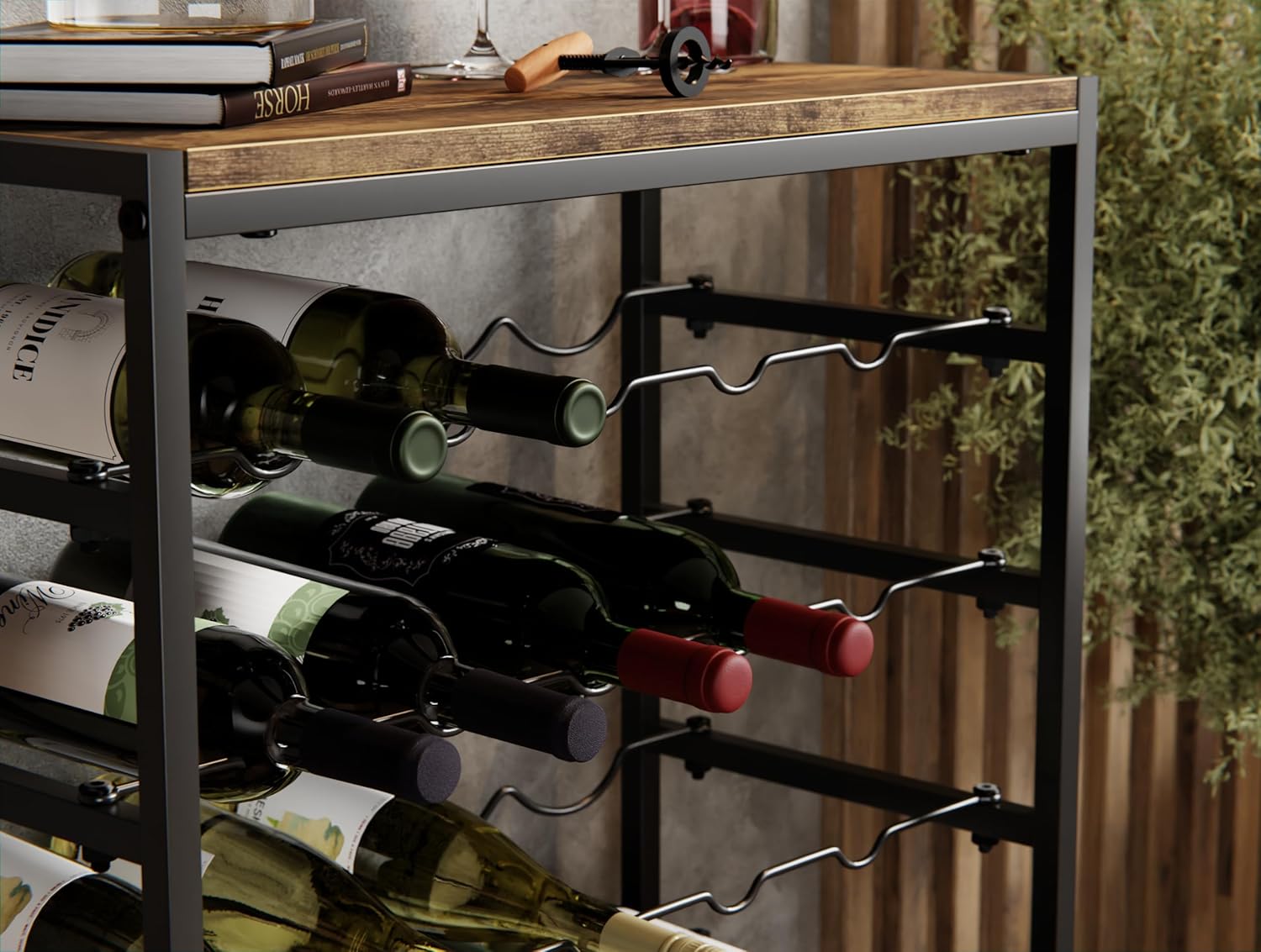 Heavy-Duty 6-Tier Wine Rack - 30 Bottle Storage Wooden Countertop