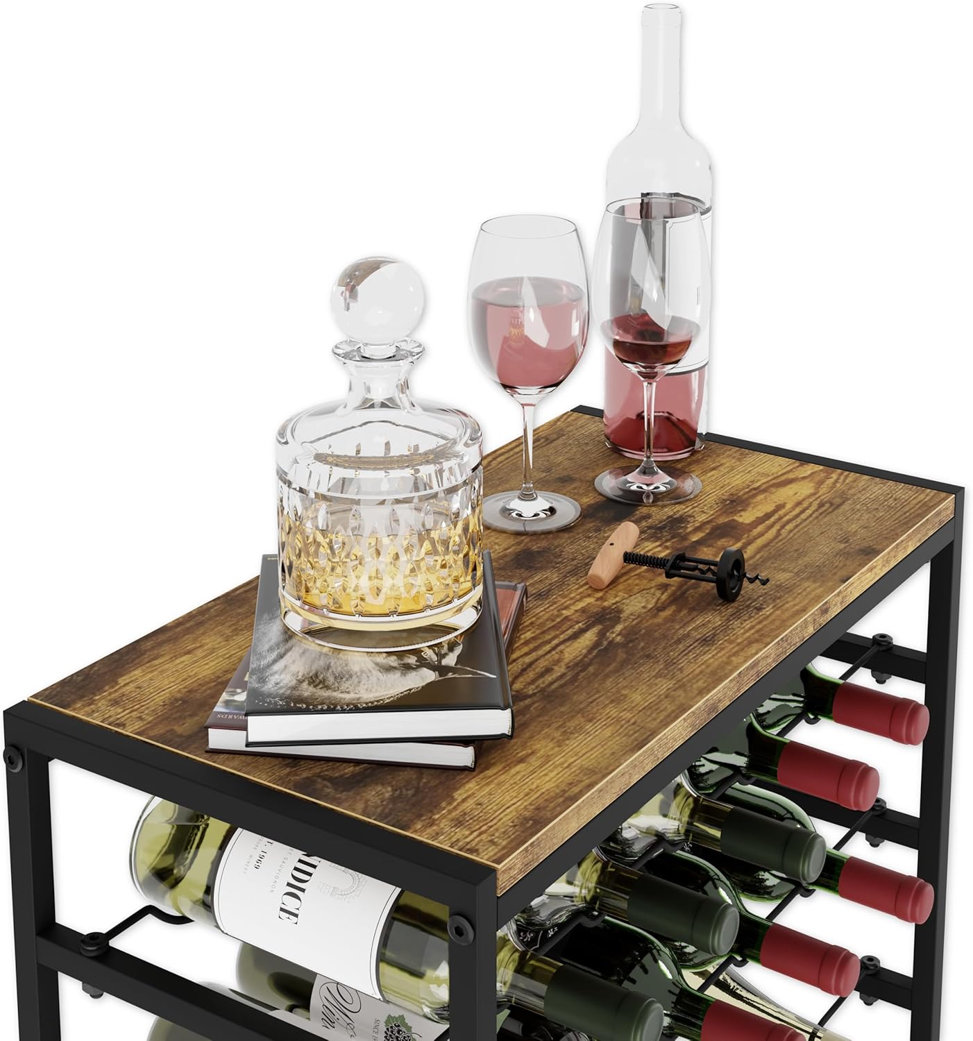 Heavy-Duty 6-Tier Wine Rack - 30 Bottle Storage Wooden Countertop