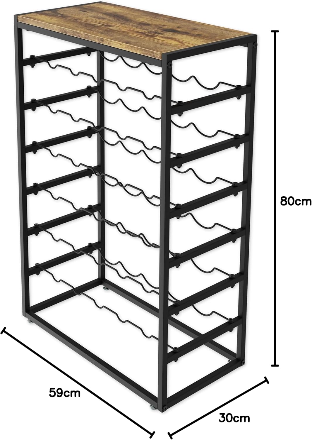 Heavy-Duty 6-Tier Wine Rack - 30 Bottle Storage Wooden Countertop