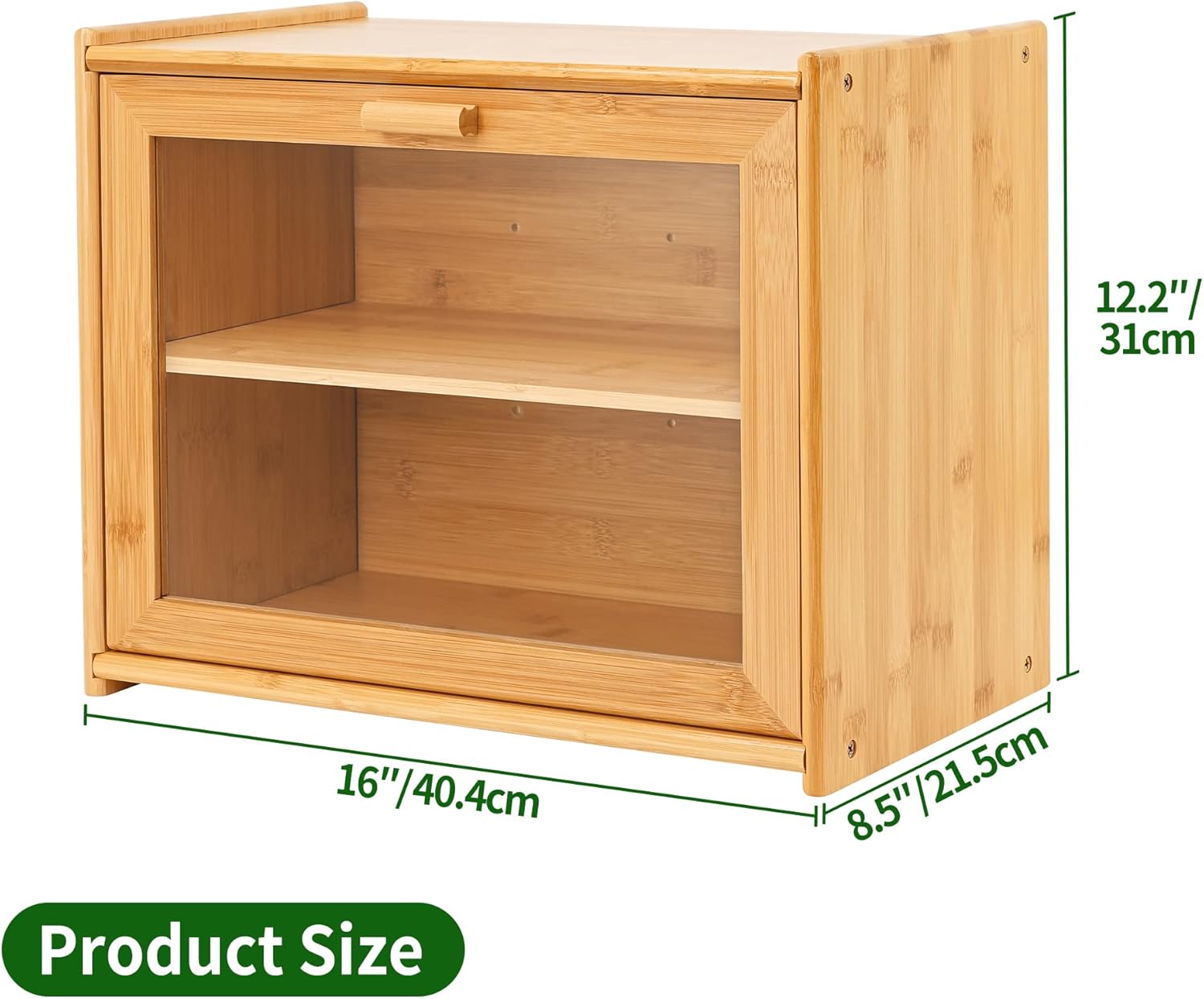 Stylish Bamboo Bread Box - Double Layer with Transparent Window