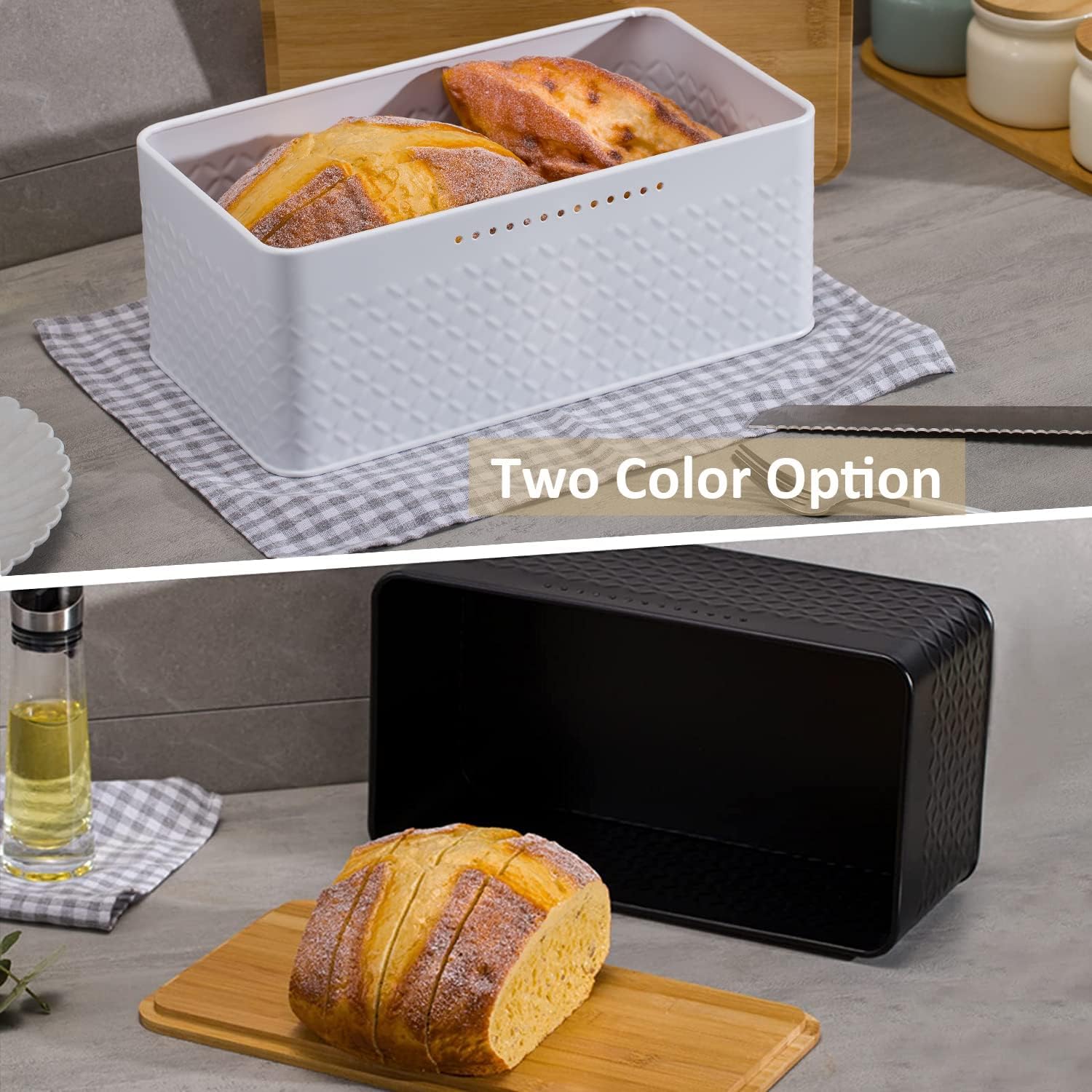 Bamboo Bread Bin with Lid - Kitchen Countertop