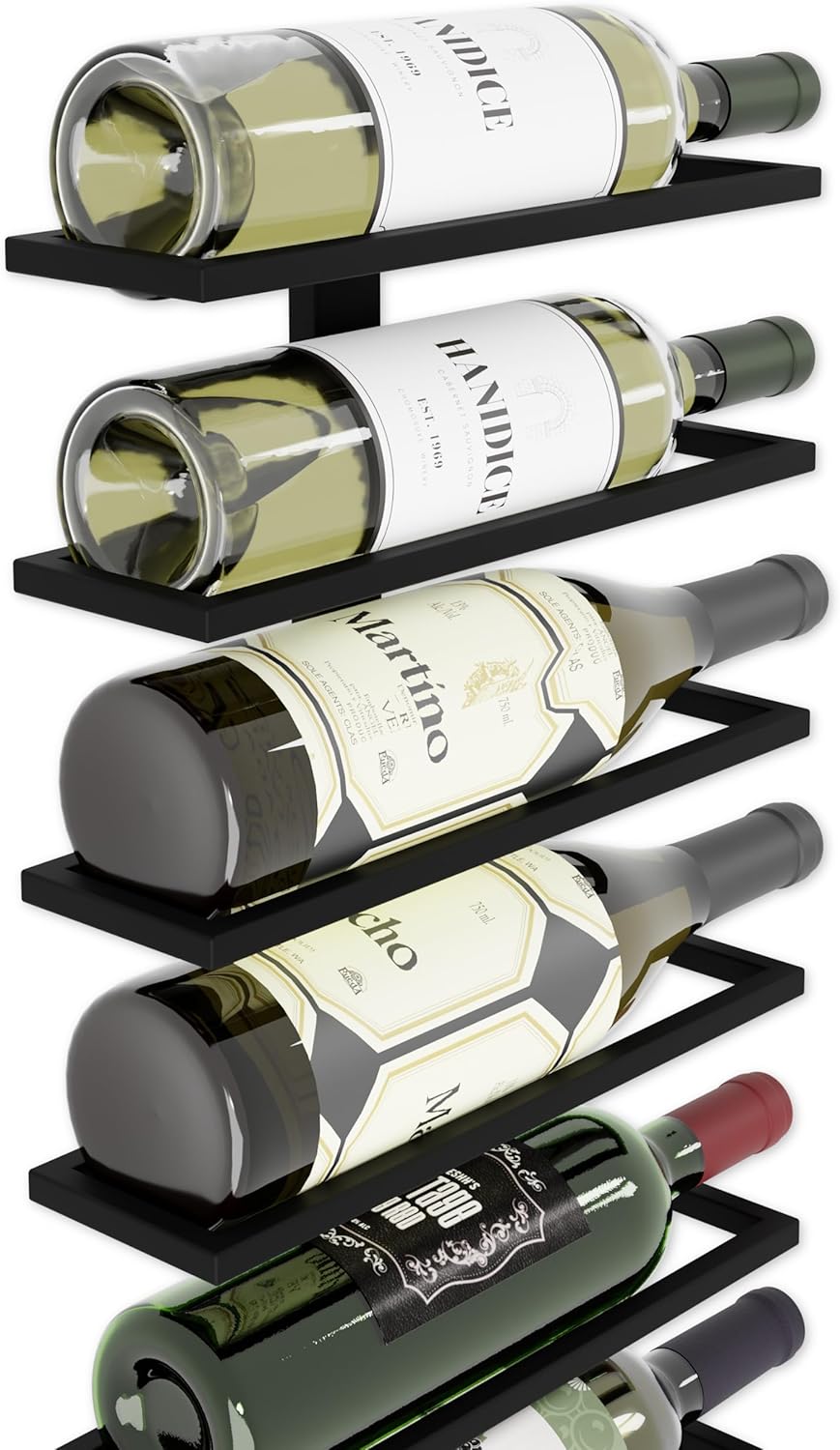 Stylish Metal Wall Wine Rack - Holds 10 Bottles